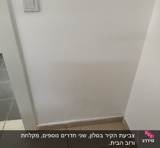 קיר פנימי צבוע בלבן ליד משקוף דלת ומתג תאורה